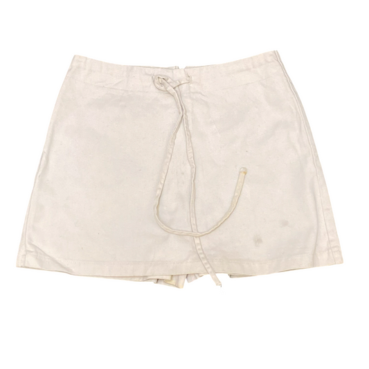 Wrap Around By Wrapper Mini Skirt Womens M Cream Solid Back Zipper Tie Front