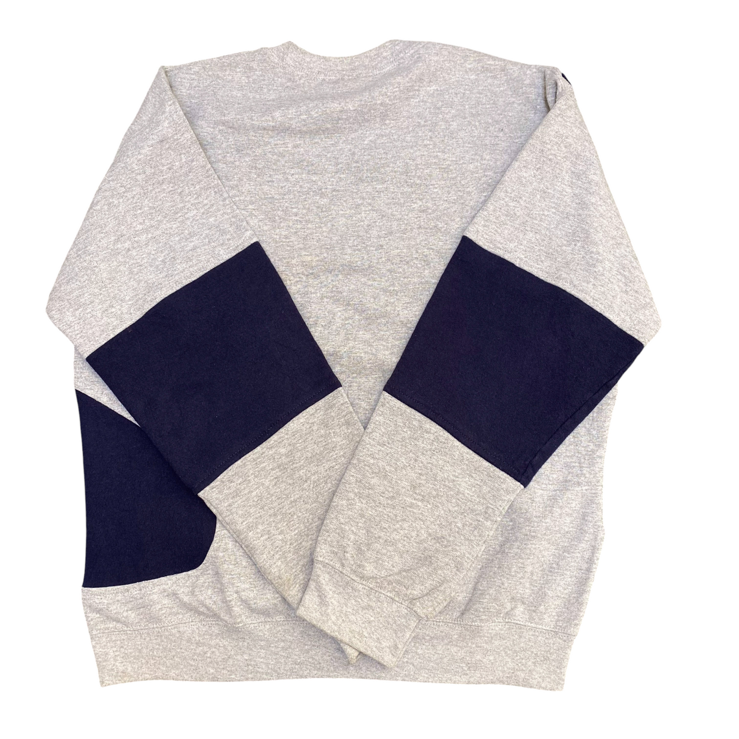 Nike Reworked Sweatshirt Mens M Grey Blue Embroidered Spellout Logo Crew Neck