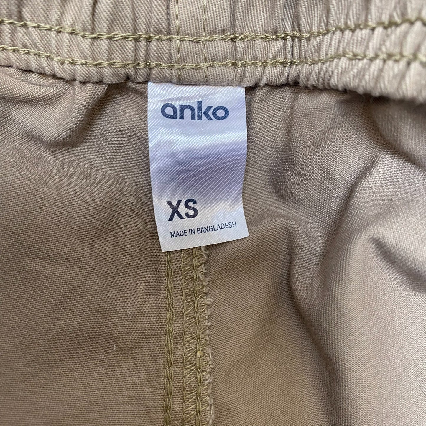 Cargo Trousers Mens XS Beige Solid Comfort Elastic Waist Drawstring Outdoor