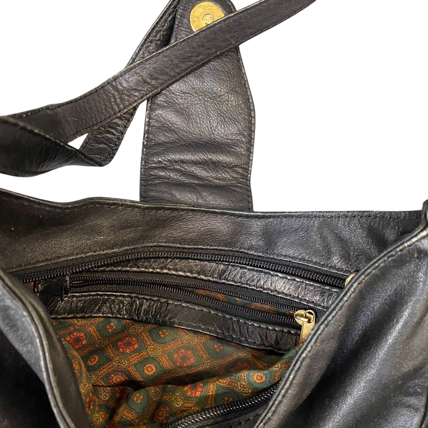 Womens Tote Bag Black Leather Crossbody Strap Zip Pockets Magnetic Flap Closure