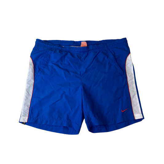 Nike Athletic Shorts Mens XL Blue Mesh Lined Swoosh Logo Pockets Elastic Waist