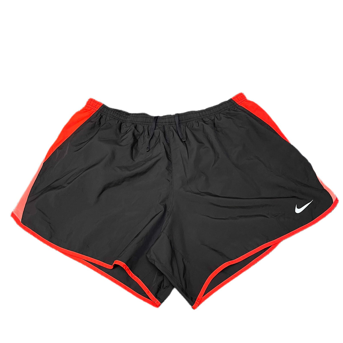 Nike Dri-FIT Running Shorts Fits as Womens XL 33" Waist Black Red Dolphin Hem