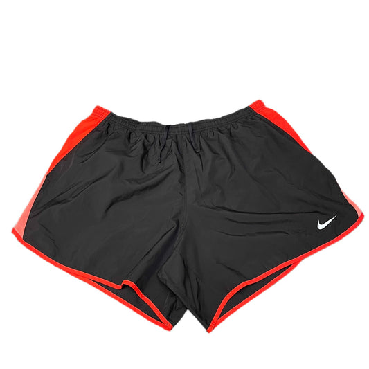 Nike Dri-FIT Running Shorts Fits as Womens XL 33" Waist Black Red Dolphin Hem