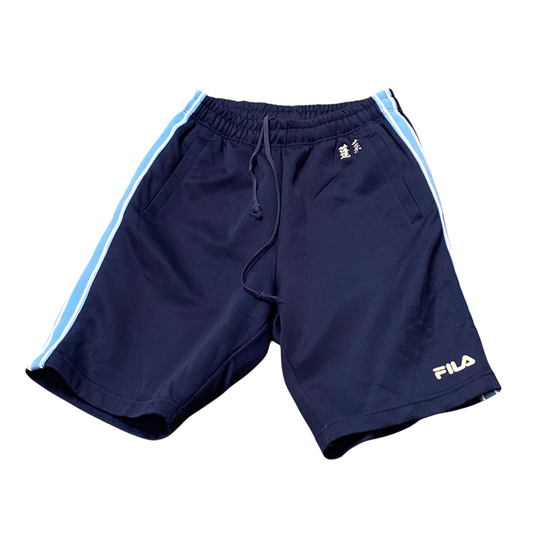 FILA Shorts Womens Small Blue Spellout Logo Elastic Waist Drawstring Athletic