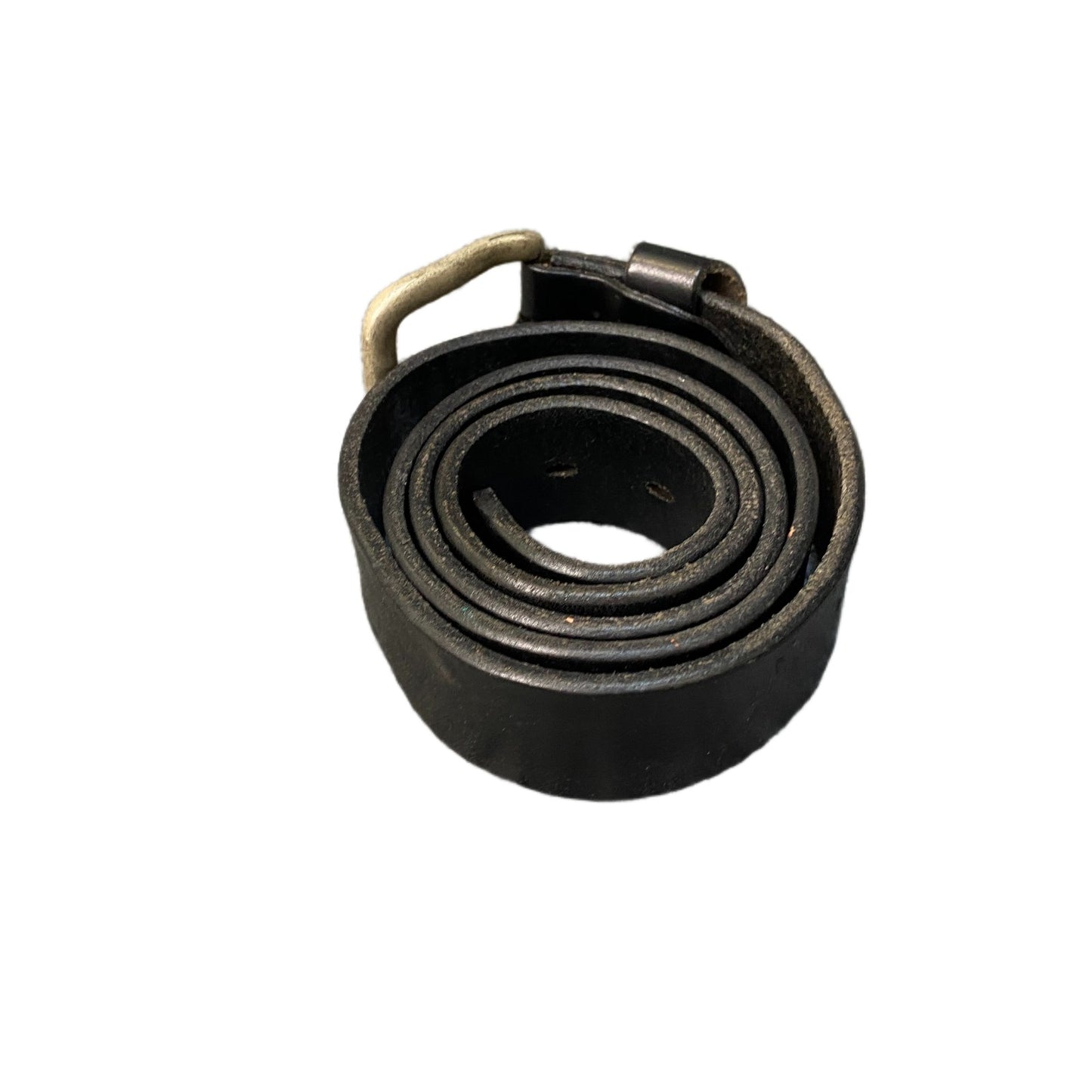 WitBoy Waist Belt Mens Black Leather Classic Brass Pin Buckle 42.5 inches