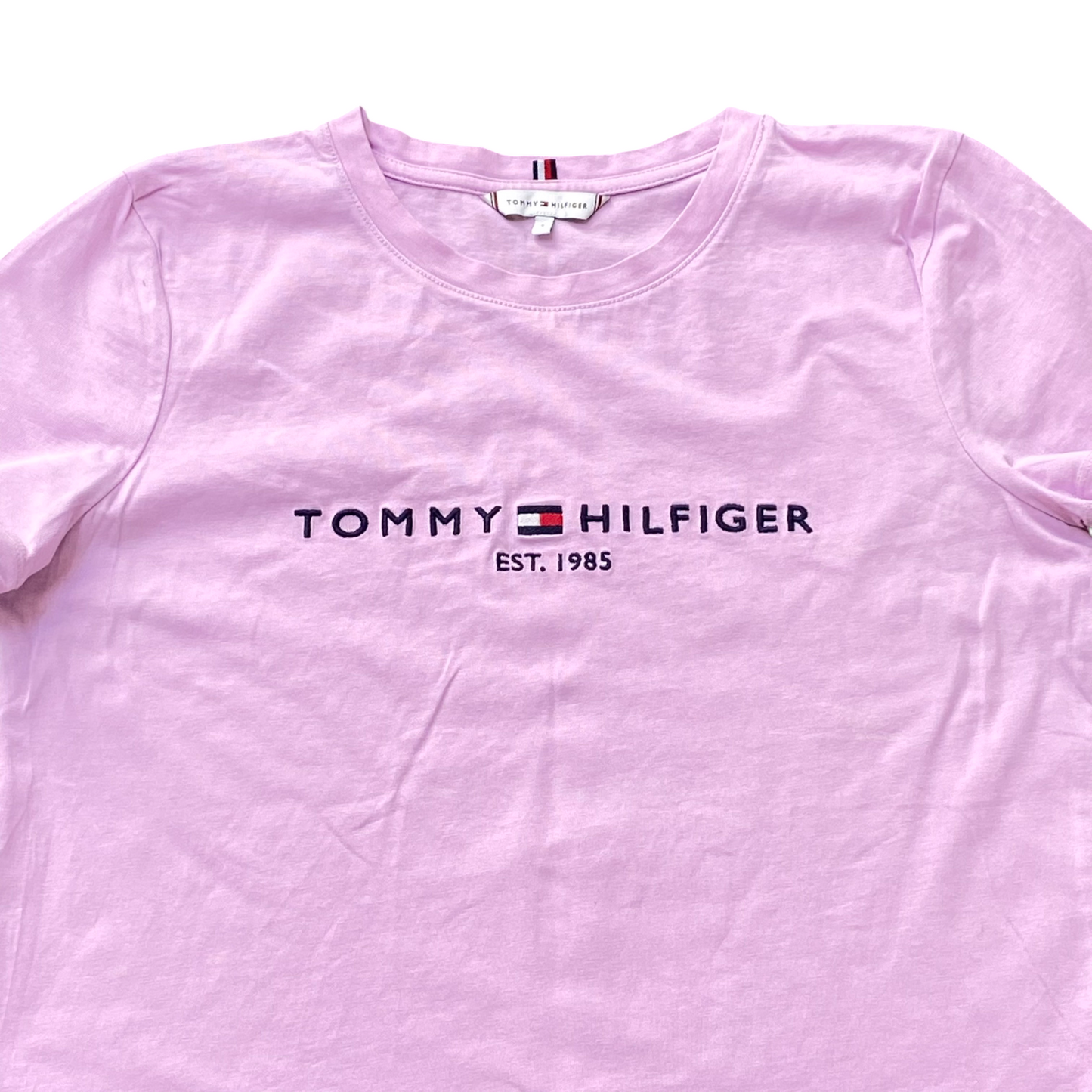 Tommy Hilfiger T Shirt Womens S Purple Short Sleeve Spellout Logo Classsic Tee