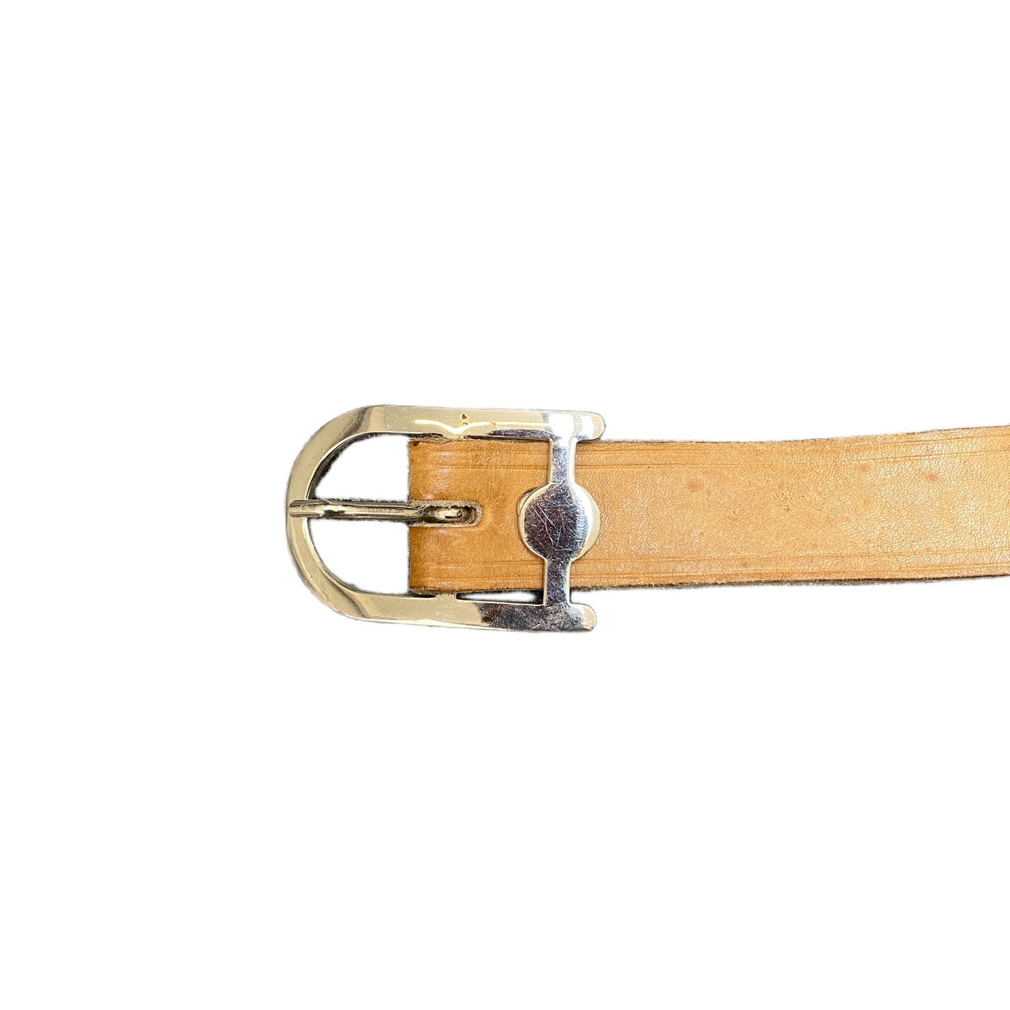 Waist Belt Mens Light Brown Leather Adjustable Silver Pin Buckle 39.5 Inches