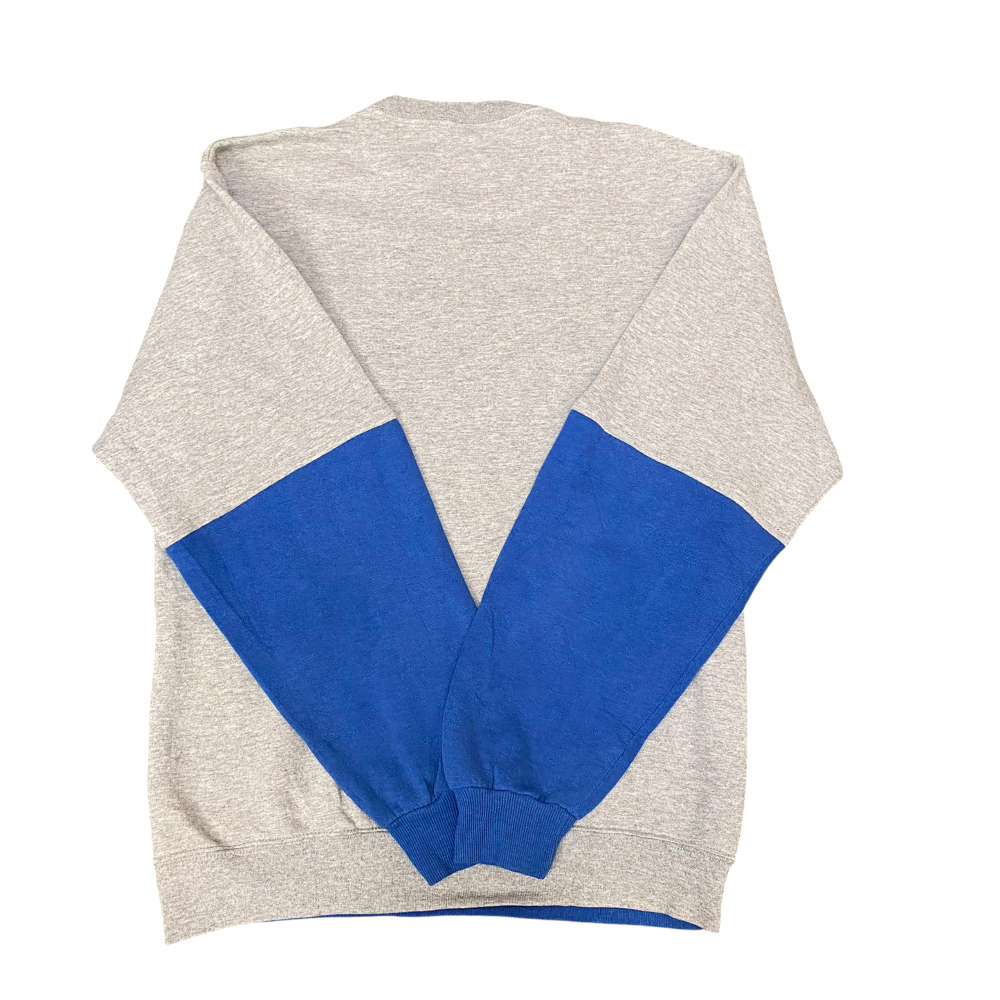 Nike Reworked Sweatshirt Mens Small Grey Blue Embroidered Spell Out Logo Y2K