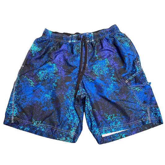 Champion Swim Shorts Mens XL Blue Snake Print Stretch Elastic Waist Drawstring