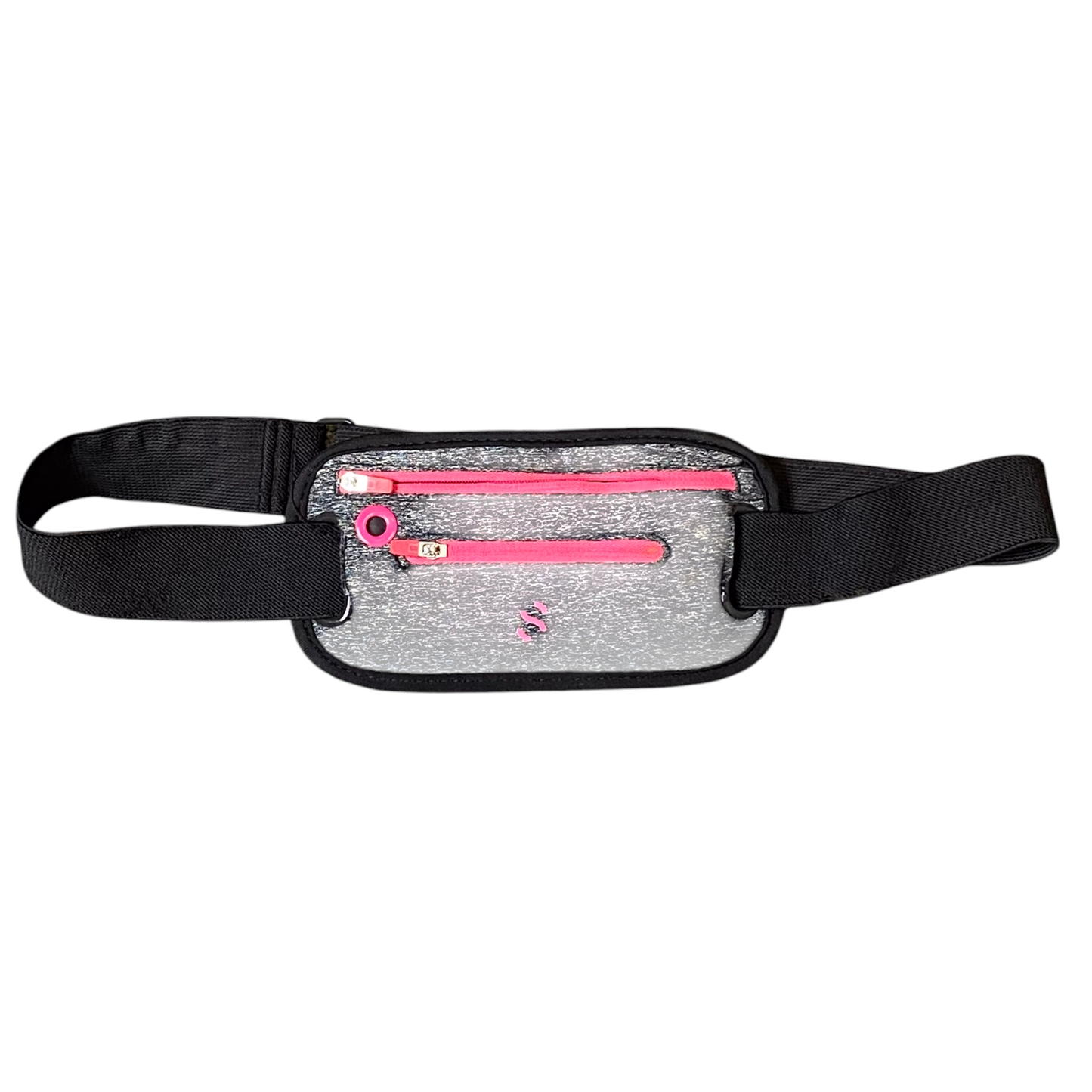 Ultra-Thin Running Bum Bag Belt for Mobile Grey Pink with Headphone Key Hole