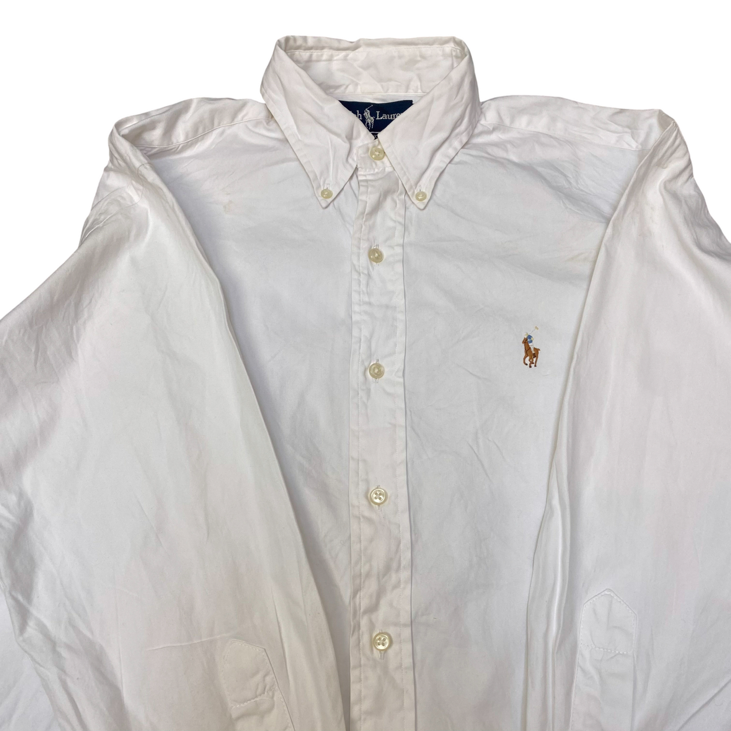 Ralph Lauren Formal Shirt Mens M White Yarmouth Long Sleeve Pony Button Down