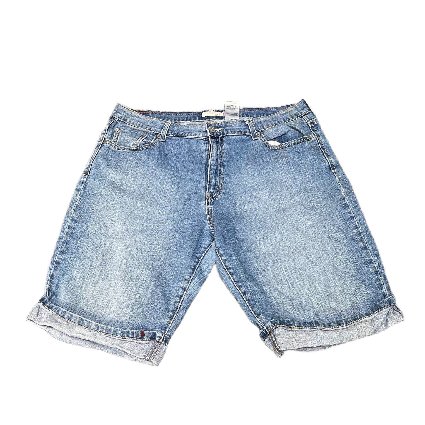 Levi's 515 Denim Shorts Fits as Womens 2XL 35" Waist Blue Mid Rise Cuffed Hem