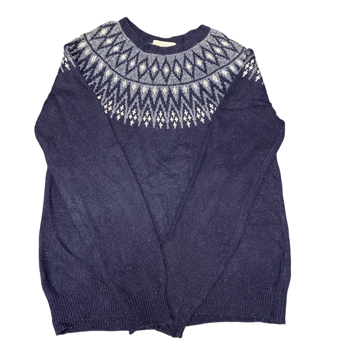 Back Number Jumper Womens Small Blue Fair Isle Nordic Warm Winter Pullover