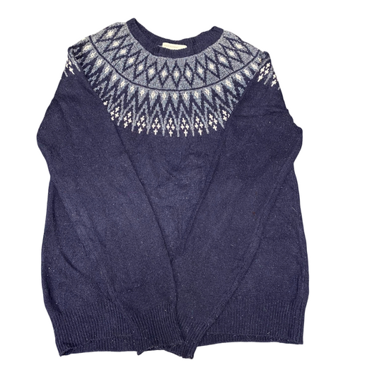 Back Number Jumper Womens Small Blue Fair Isle Nordic Warm Winter Pullover