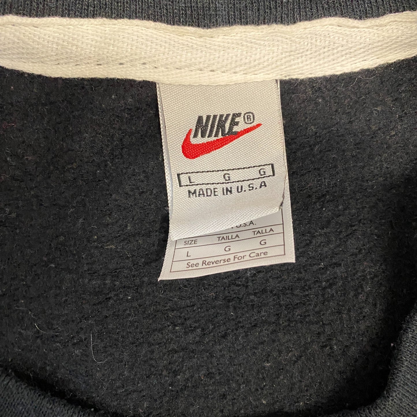 Nike Reworked Sweatshirt Mens L Black Red Embroidered Spellout Logo Vintage Y2K