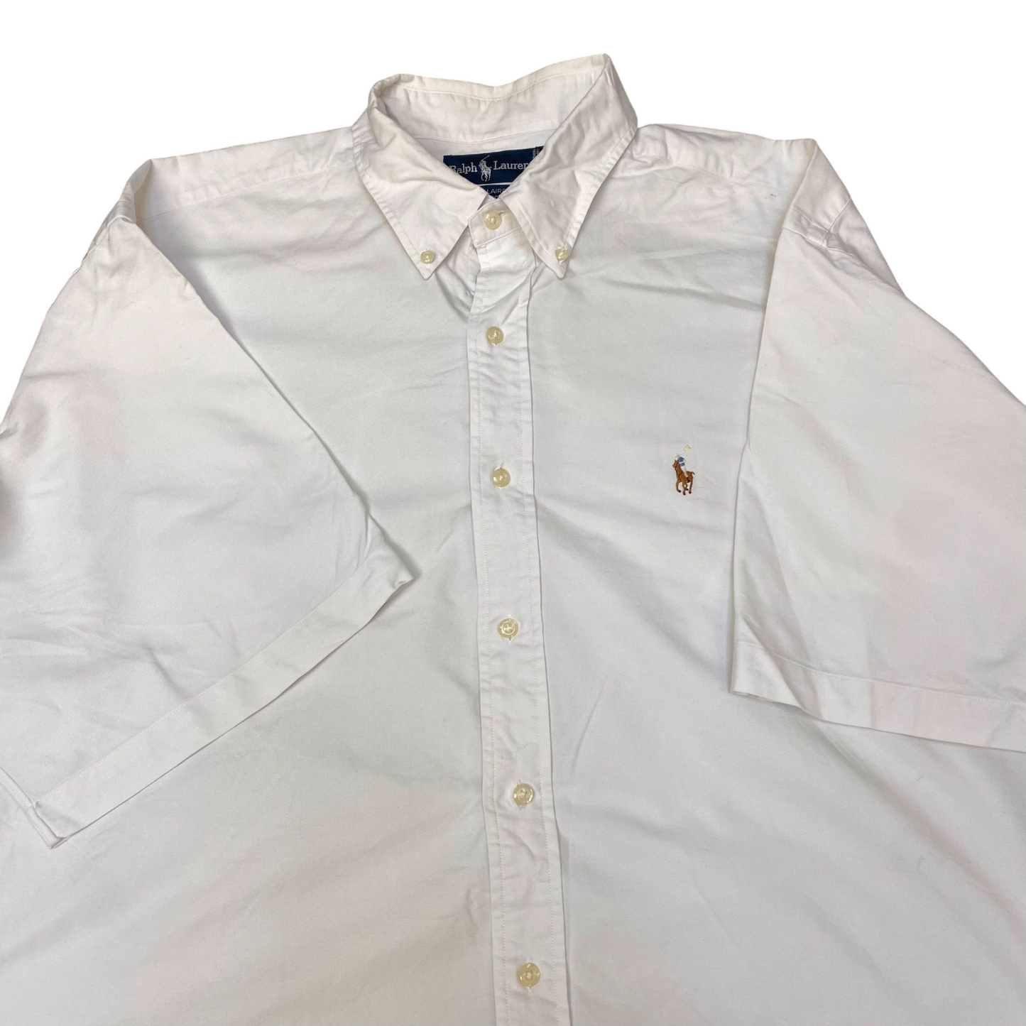 Ralph Lauren Shirt Mens XL White Blaire Short Sleeve Pony Logo Button Down