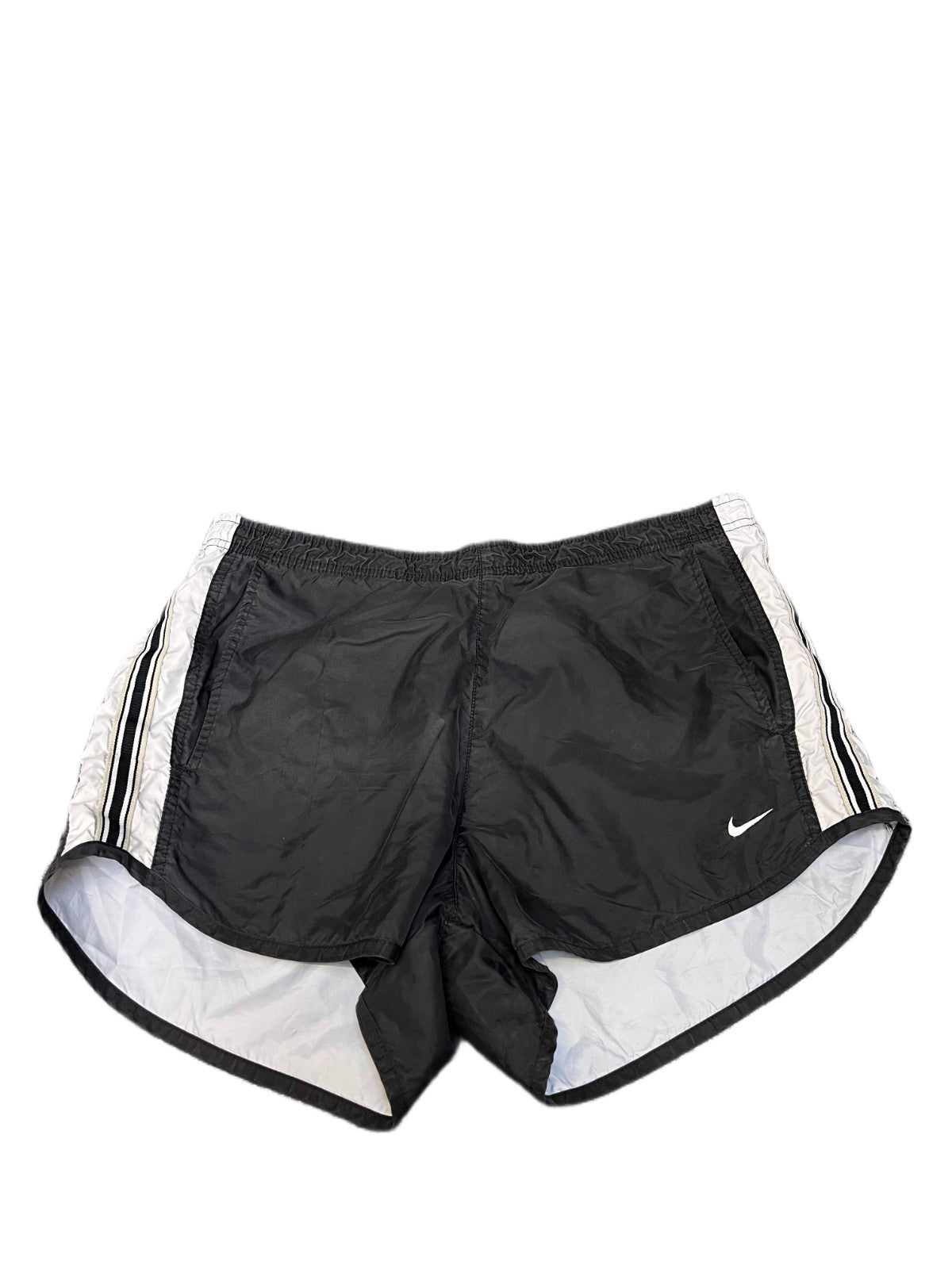 Nike Dri-FIT Running Shorts Fits as Womens XL 34" Waist Black White Dolphin Hem