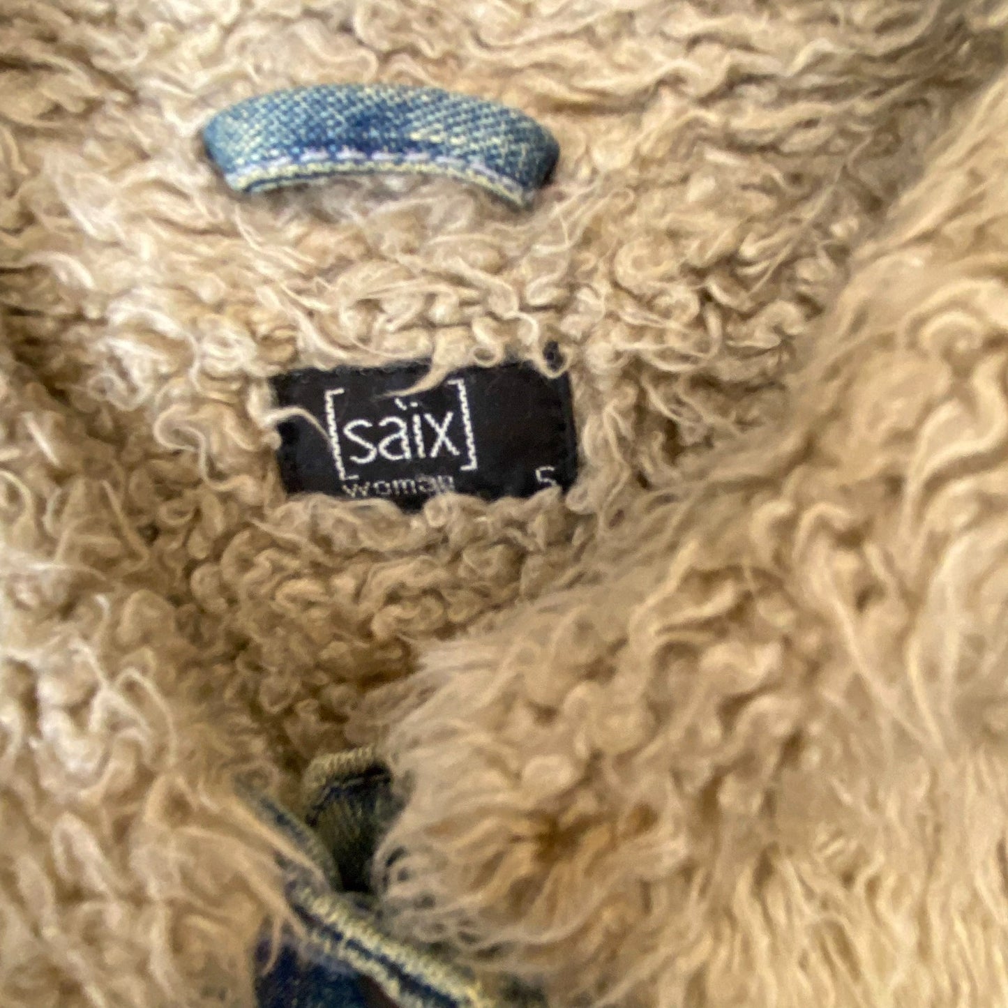 Saix Trucker Jacket Womens Small Blue Faux Shearling Lined Collared Button Front