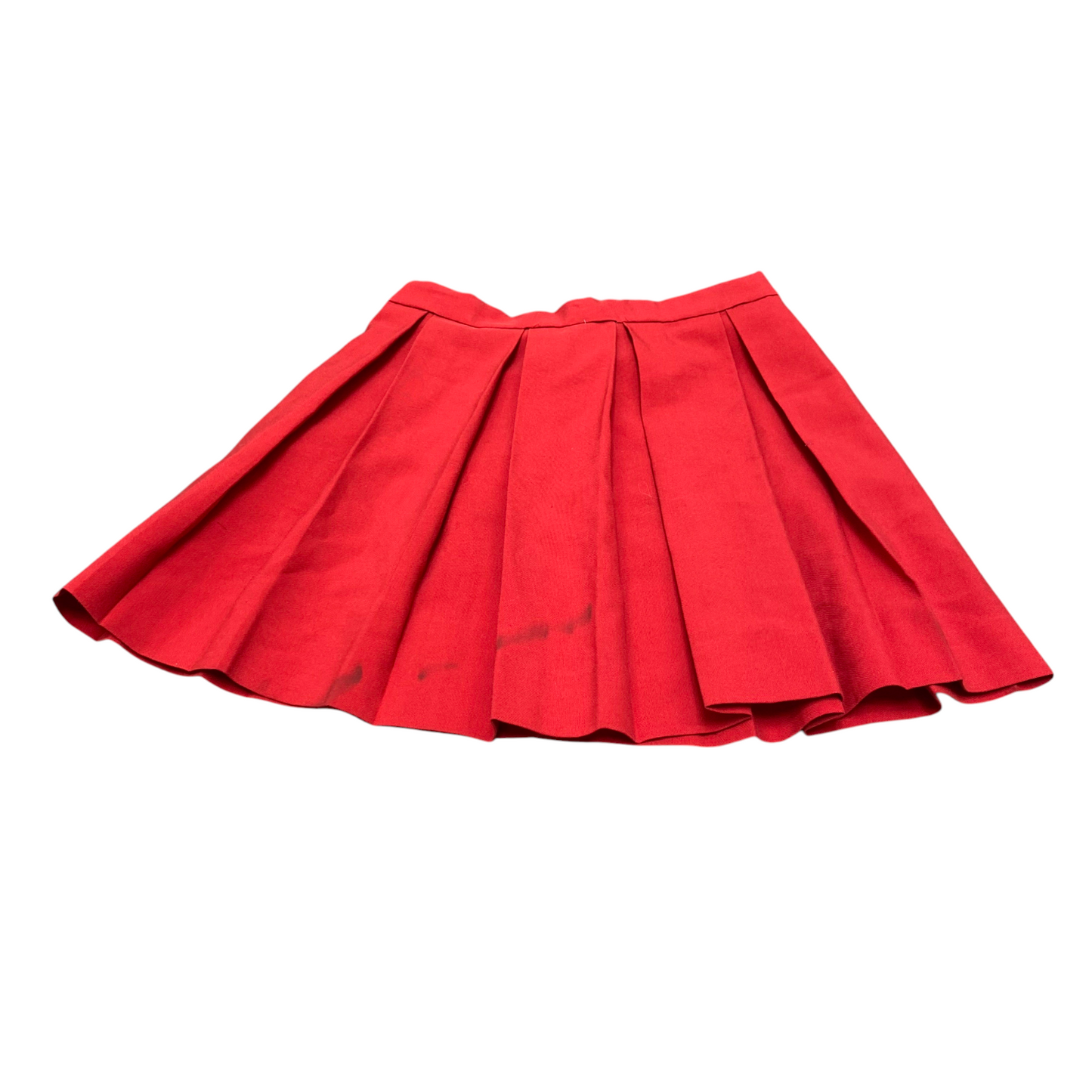 A-Line Mini Skirt Womens S Red Pleated Comfortable School Button Front Preppy