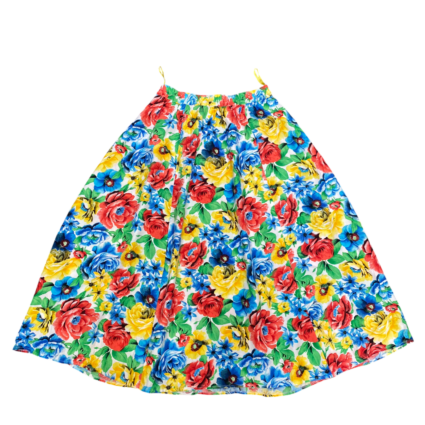 A-Line Long Skirt Womens M Multi Floral Elastic Waist Casual Outdoor Pull-On