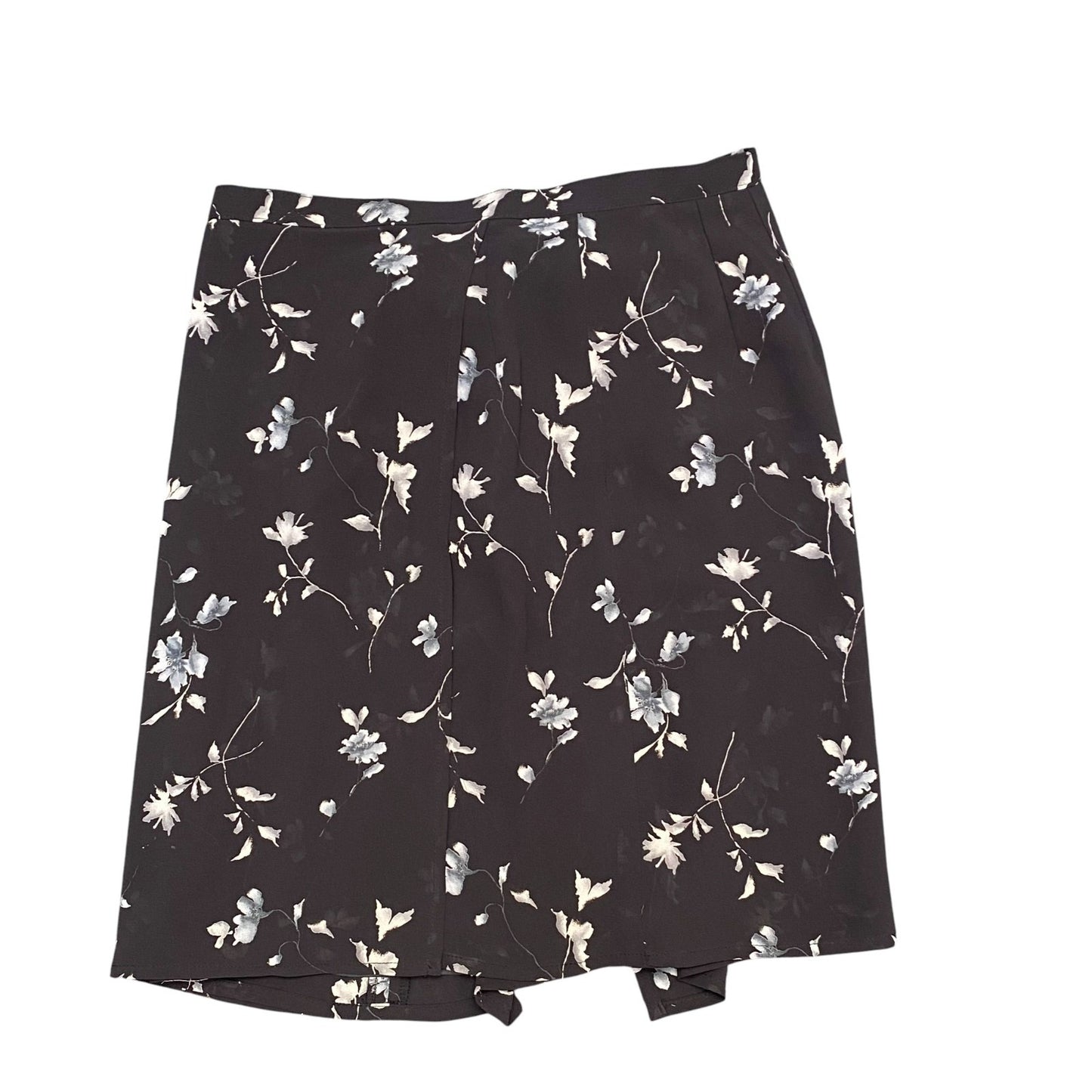 Wrap Skirt Womens M Black Floral Lined Chiffon Tie Back Casual Retro Outdoor