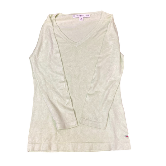 Tommy Hilfiger Jumper Womens M Green Knit Casual Long Sleeve V-Neck Pullover