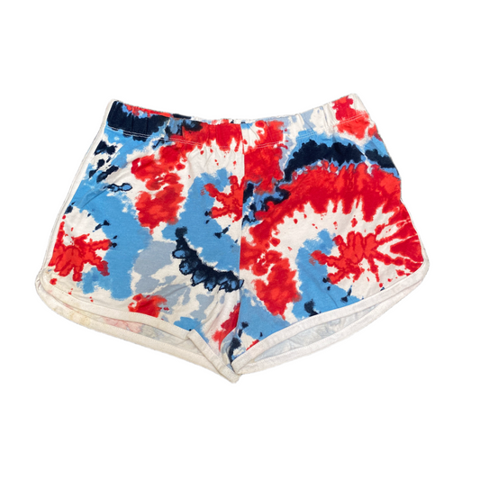 Running Sprinter Shorts Girls L 24" Waist Multi Tie Dye Athletic Gym Dolphin Hem