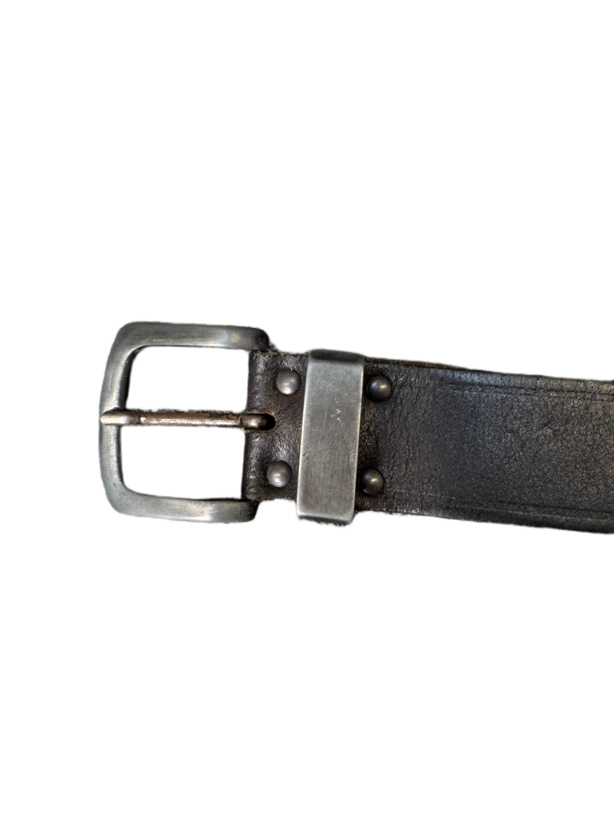 Rescue Waist Belt Mens Black Leather Adjustable Silver Pin Buckle 37.5 inches