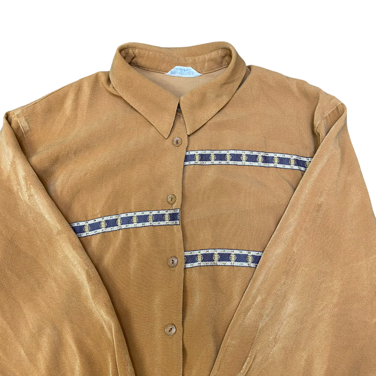 Shirt Top Womens M Brown Casual Long Sleeve Comfortable Collared Button Down