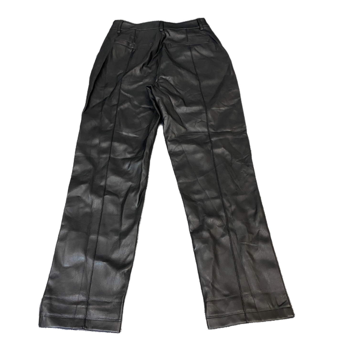 Na-Kd Joggers Fits as Womens 25" Waist Black Lined Faux Leather Pants Trousers
