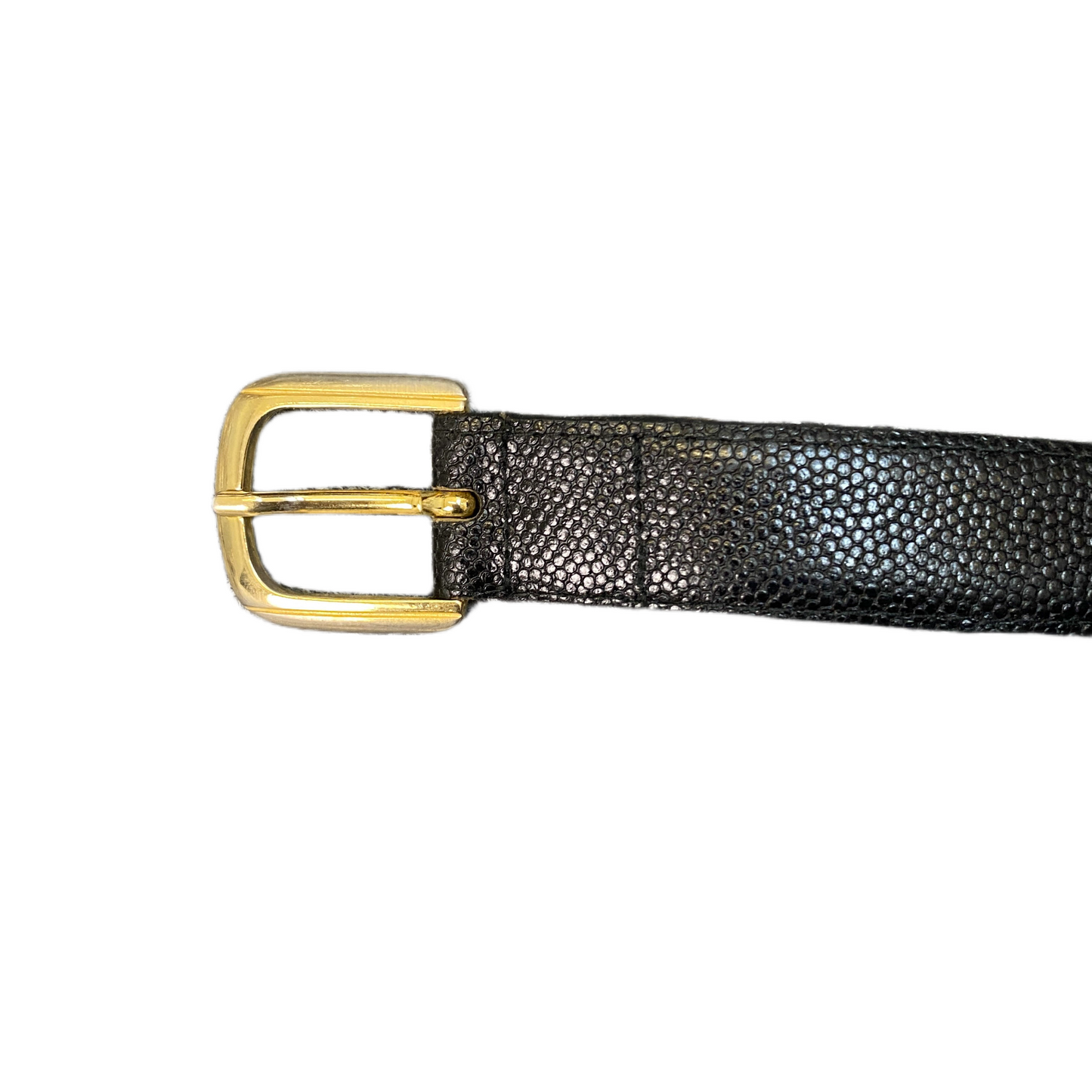 Waist Belt Mens Black Leather Adjustable Classic Gold Tone Pin Buckle 45 inches