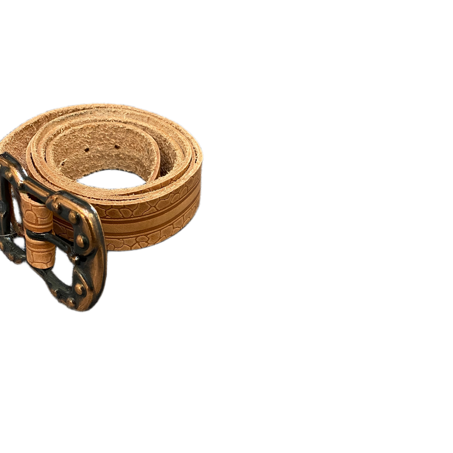 Womens Waist Belt Brown Crocodile Leather Adjustable Pin Buckle 43 inches