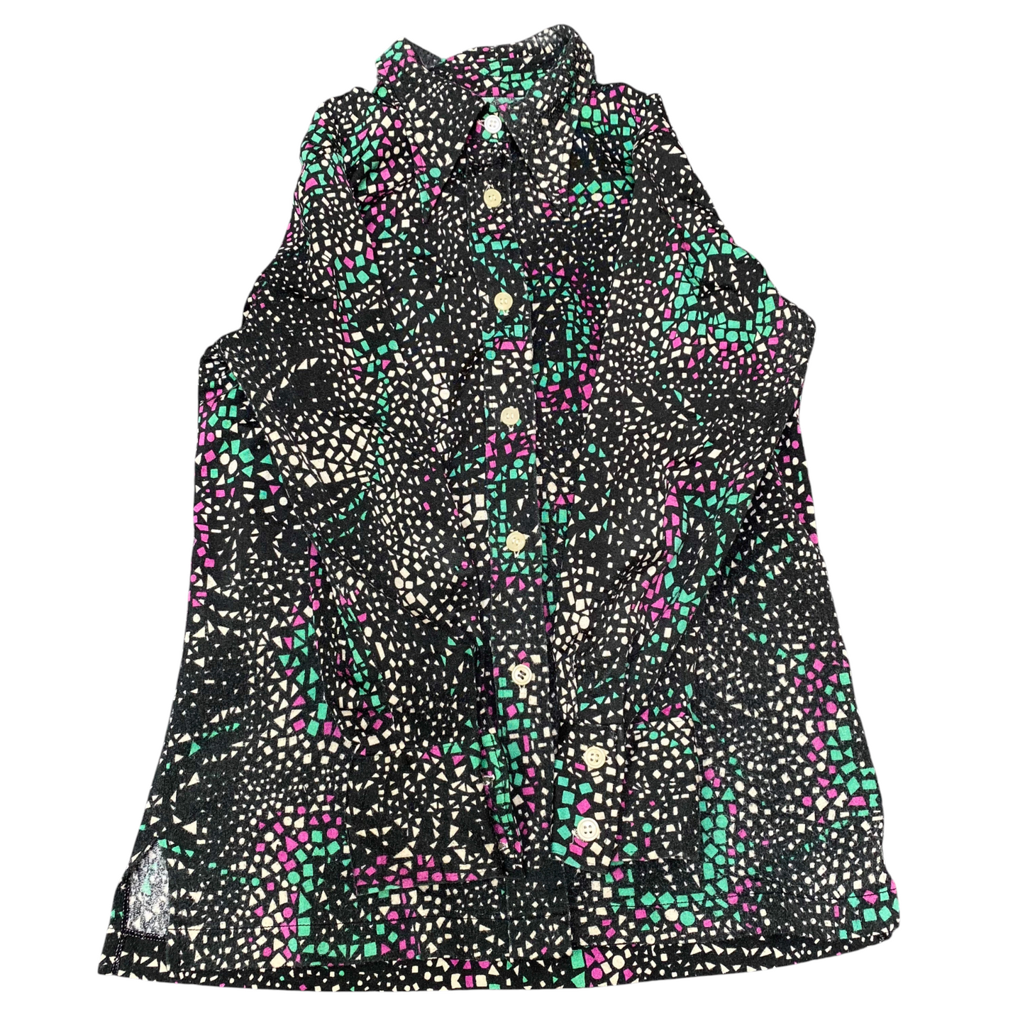 Shirt Top Womens S Multi Geo Print Collared Long Sleeve Button Front Outdoor