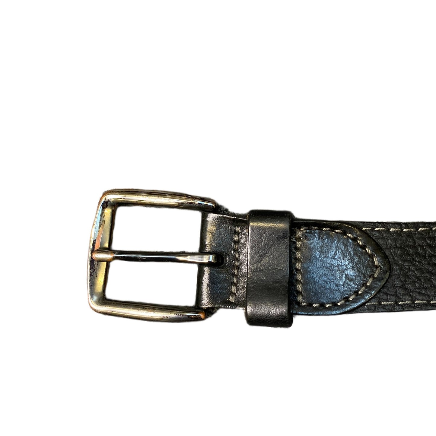 Waist Belt Mens Black Textured Leather Adjustable Silver Pin Buckle 51.5 Inches