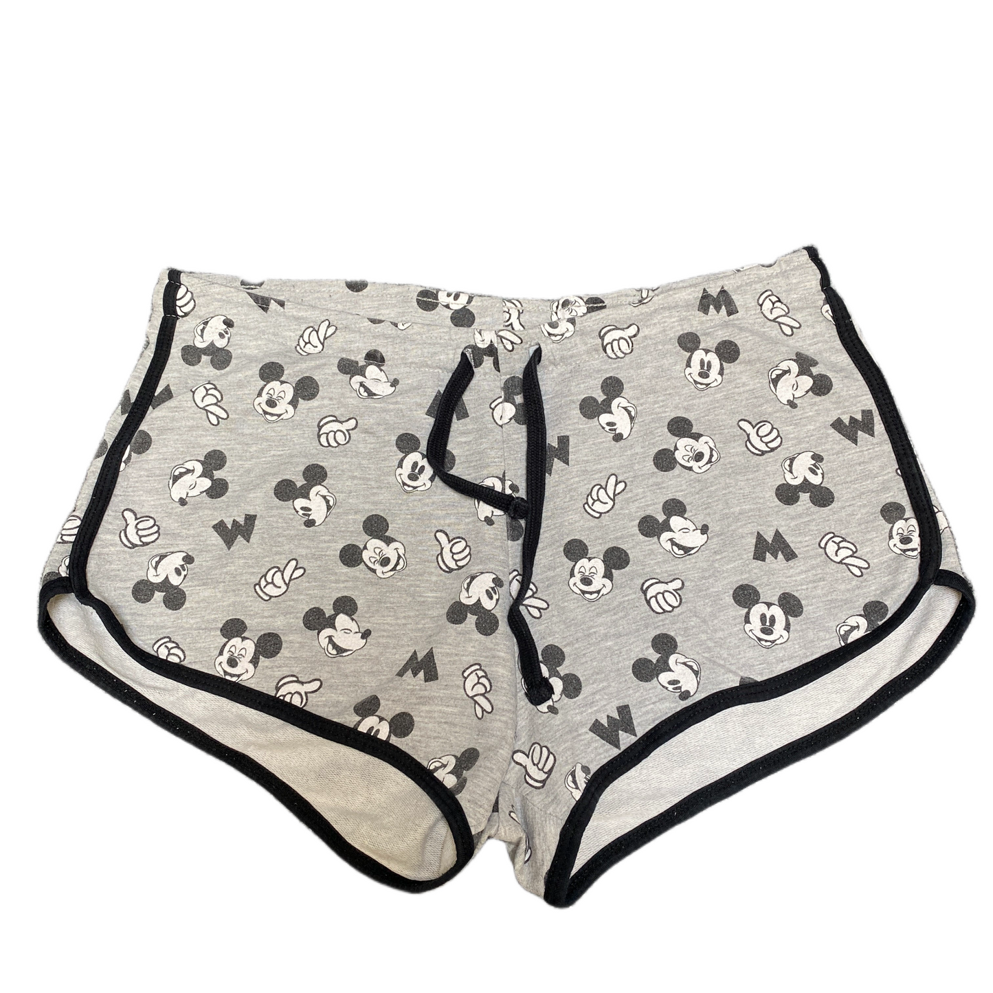 Mickey Mouse Running Sprinter Shorts Womens L 31" Waist Grey Black Athletic Gym
