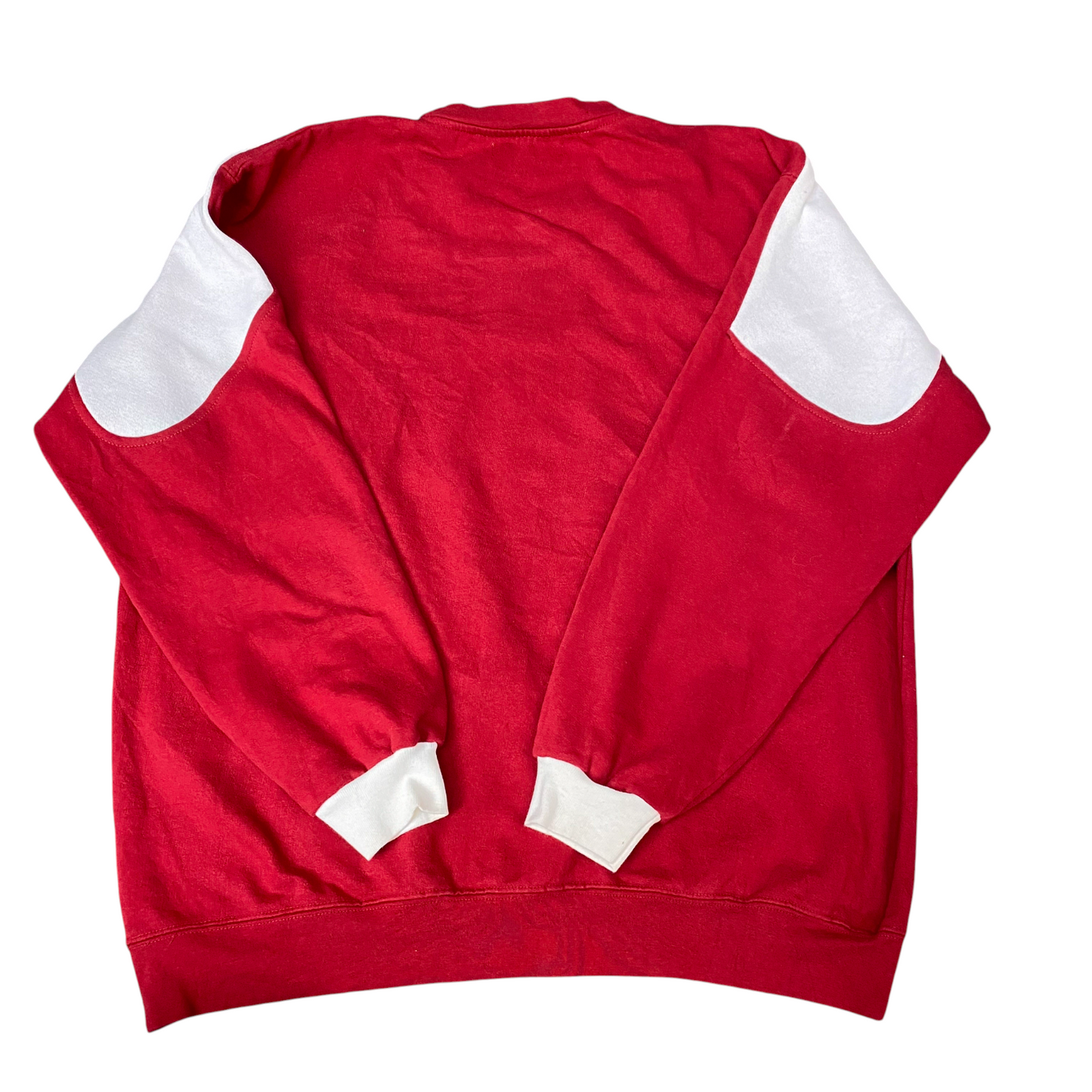 Nike Reworked Sweatshirt Mens L White Red Embroidered Spellout Logo Vintage Y2K