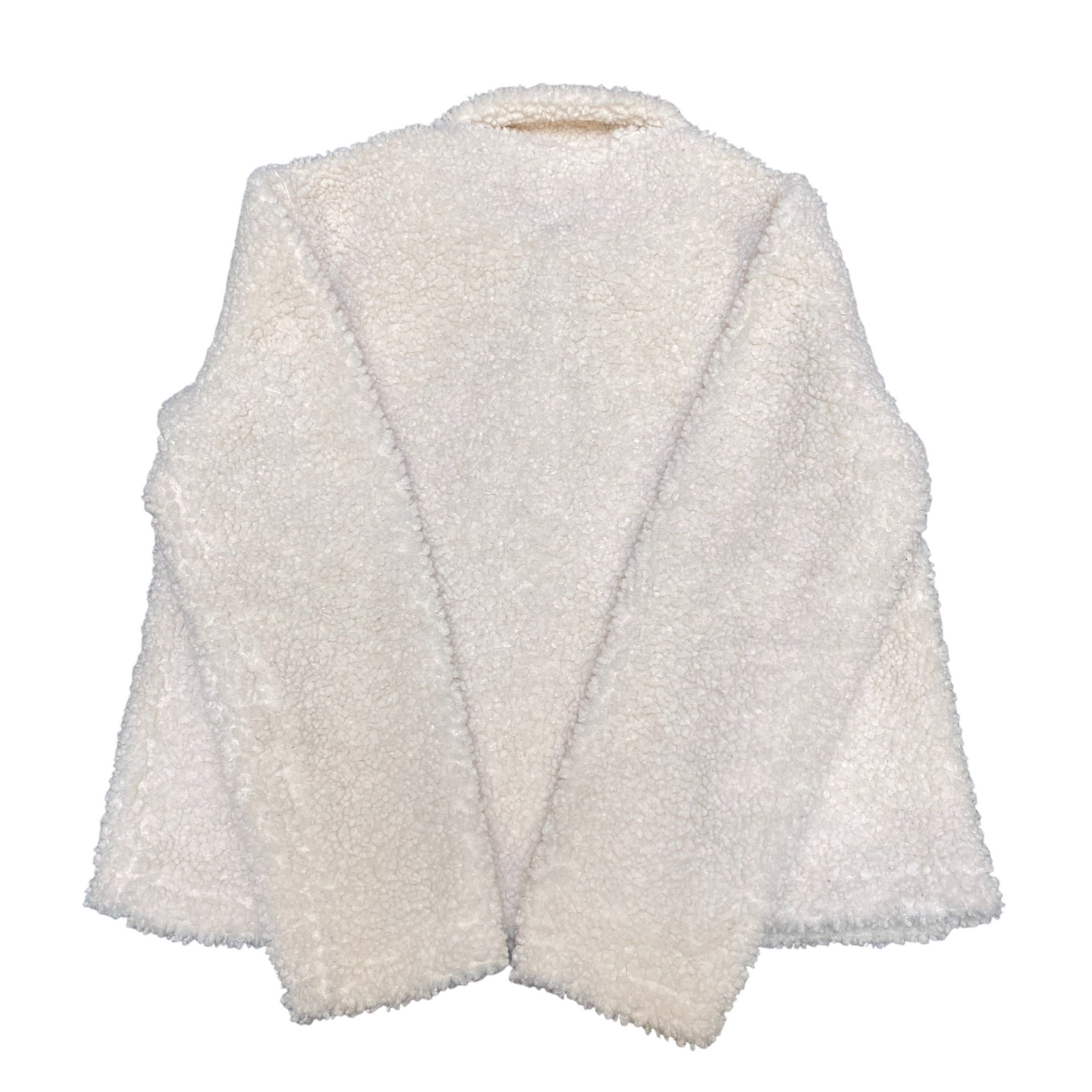 Zeeman Sherpa Jacket Womens Large White Oversized Boxy Fit Long Sleeve Collared