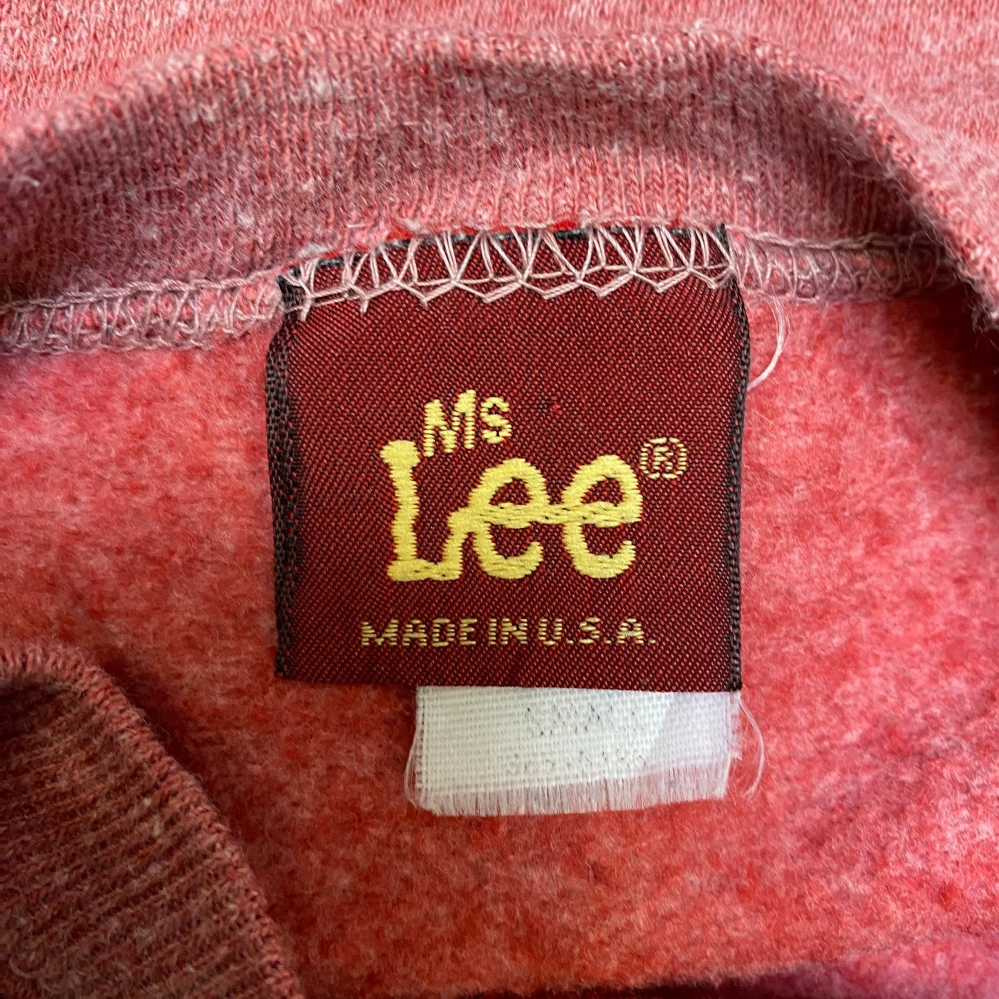 Lee Sweatshirt Womens Small Pink Fleece Lined Spellout Logo Crew Neck Pullover