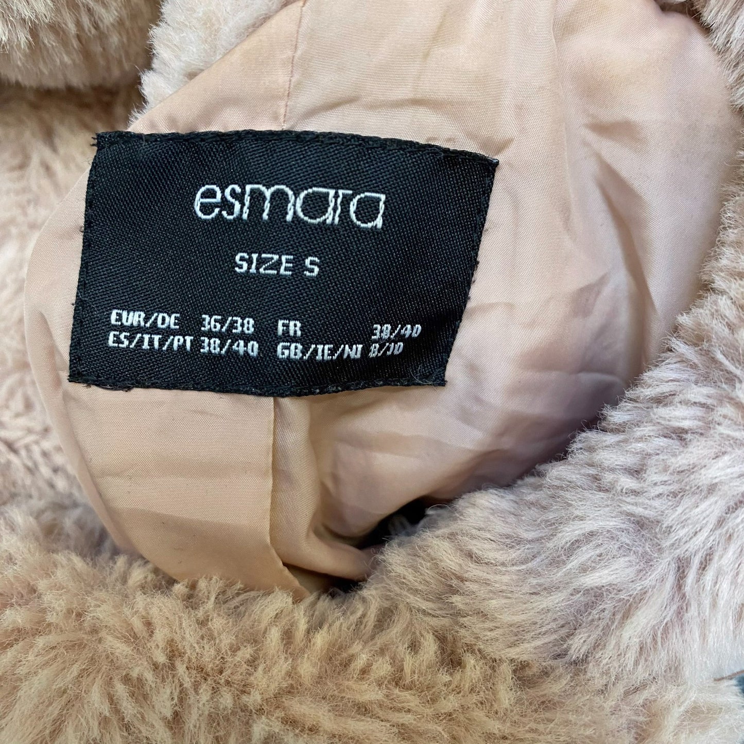 Esmara Faux Fur Jacket Womens Small Pink Classic Long Sleeve Hooded Snap Front