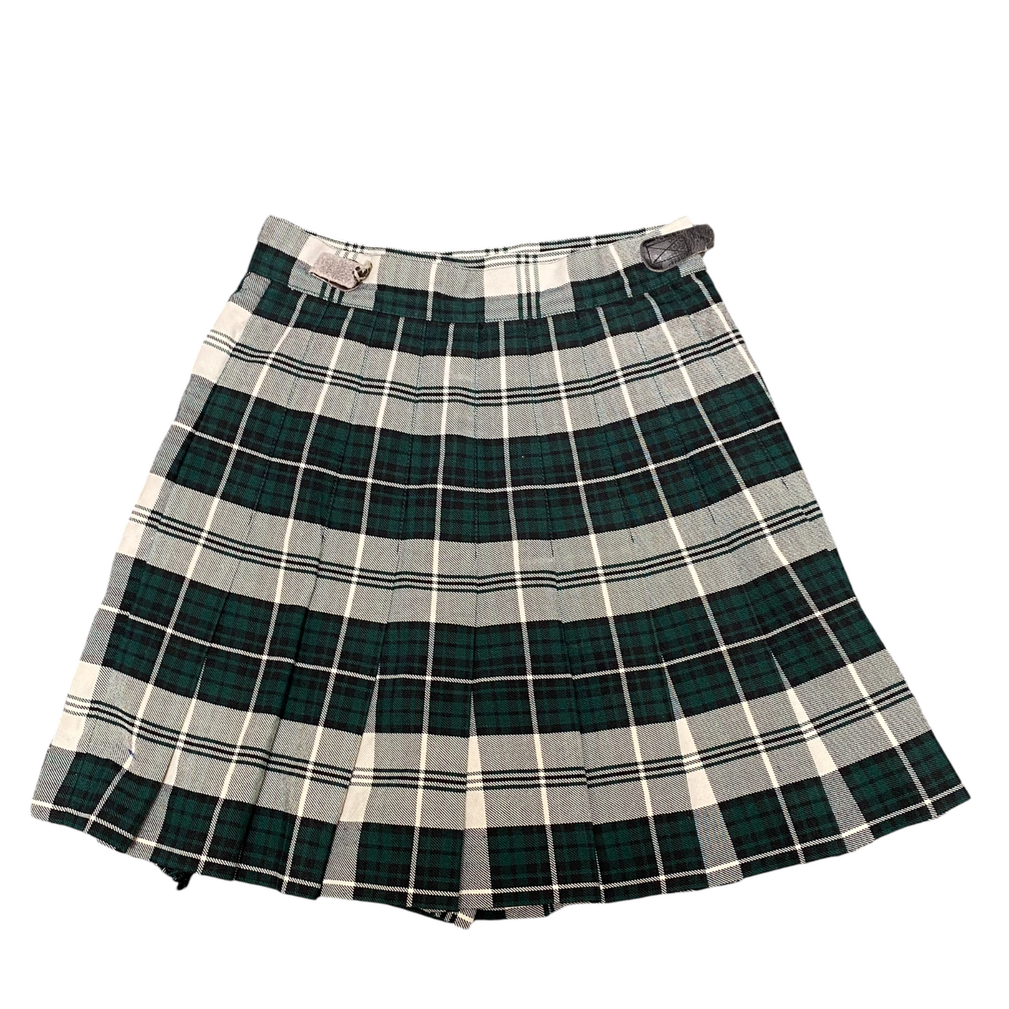 Mccarthy Fit & Flare Skirt Women's S Gray Green Tartan Plaid Pleated High Waist