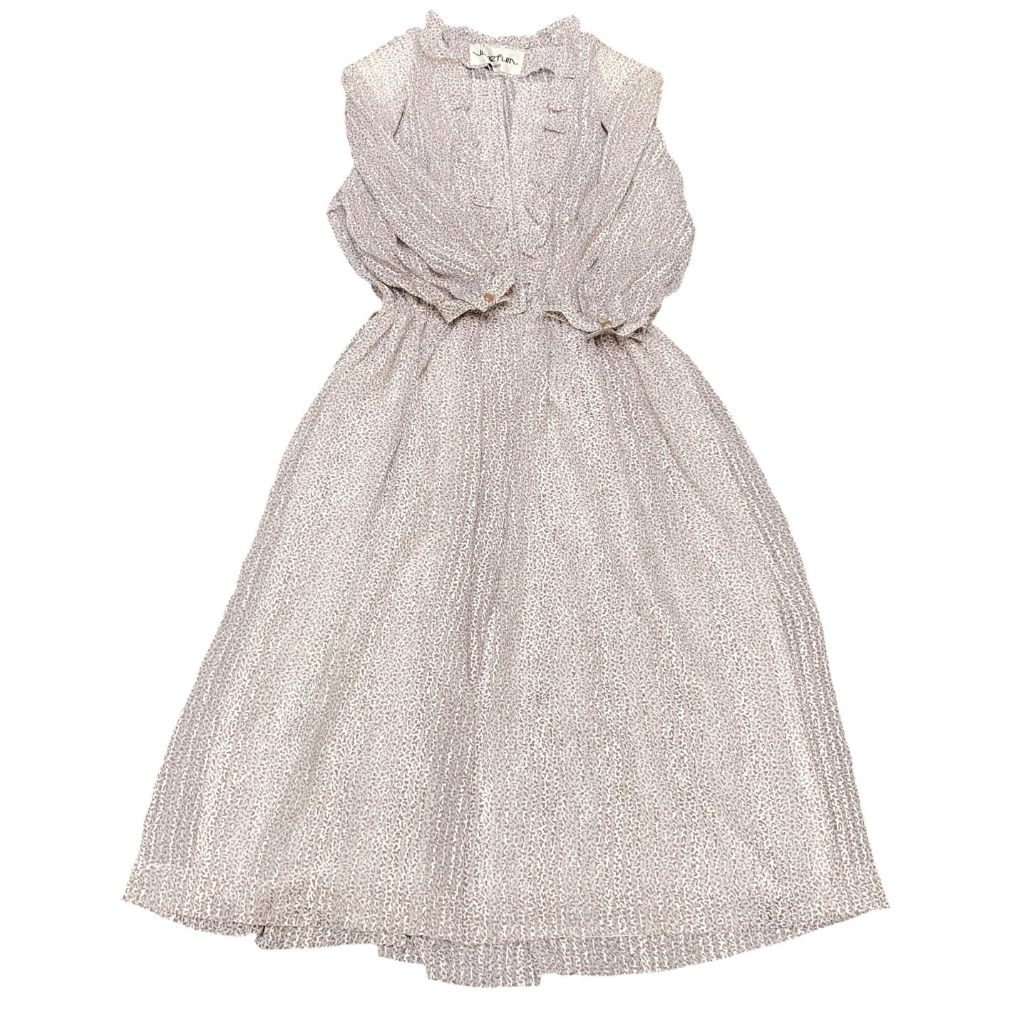 Vunefum Dress Womens S White Brown Geometric Pleated V Neck Pullover Outdoor