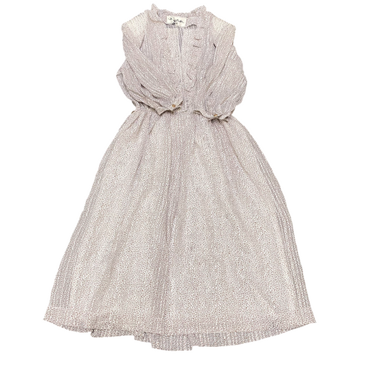 Vunefum Dress Womens S White Brown Geometric Pleated V Neck Pullover Outdoor