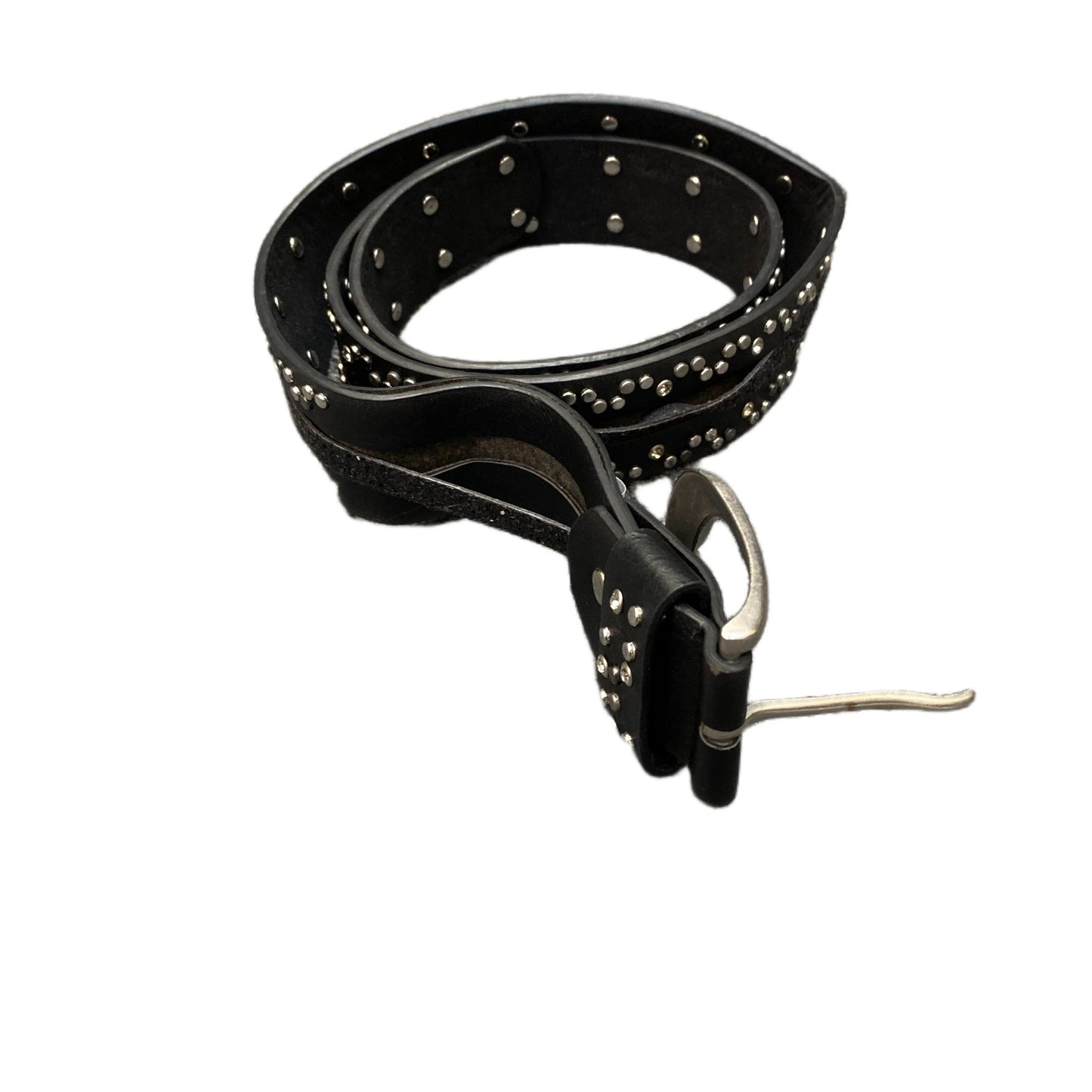 Waist Belt Womens Black Leather Studded Sequin Adjustable Pin Buckle 43 inches