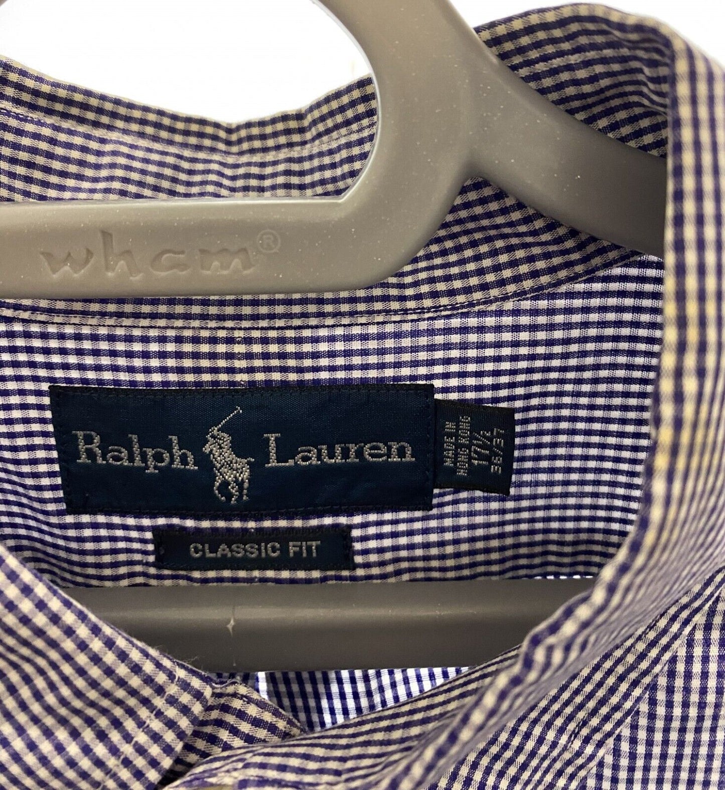 Ralph Lauren Dress Shirt Men XL Purple Checkered Classic Fit Blue Polo Pony Logo