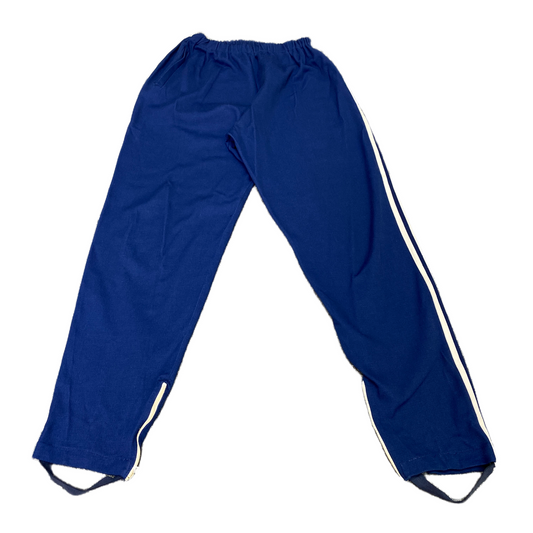 Adidas Joggers Fits as Womens S 22" Waist Blue White 3-Stripes Ankle Zip Trouser