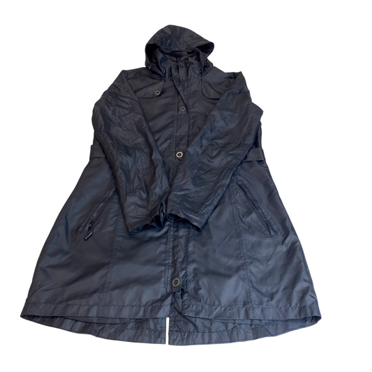 Weather Gear Rain Coat Womens M Black Waterproof Hooded Outdoor Snap Front