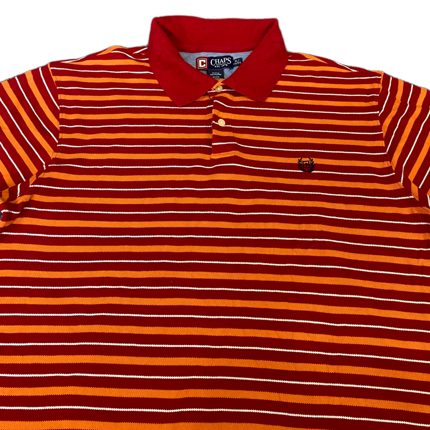 Chaps Polo Shirt Mens XL Multicolor Striped Golf Performance Side Slit Popover