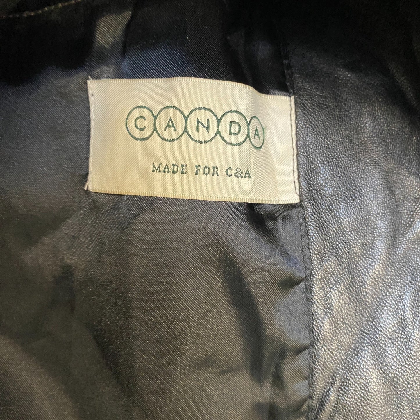 Canda C&A Leather Jacket Womens Medium Black Lined Long Sleeve Collared Full Zip