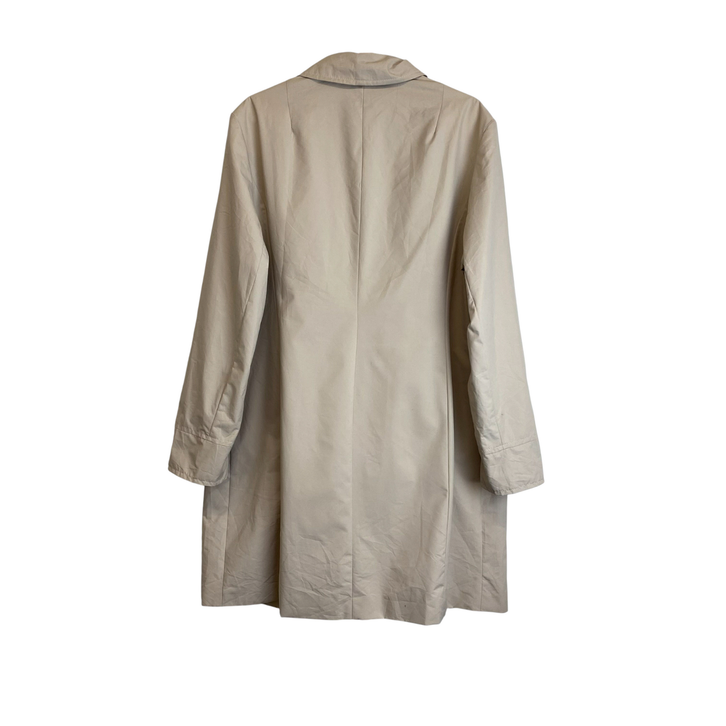 Trench Coat Womens XL Cream Long Sleeve Collared Button Front Casual Outdoor