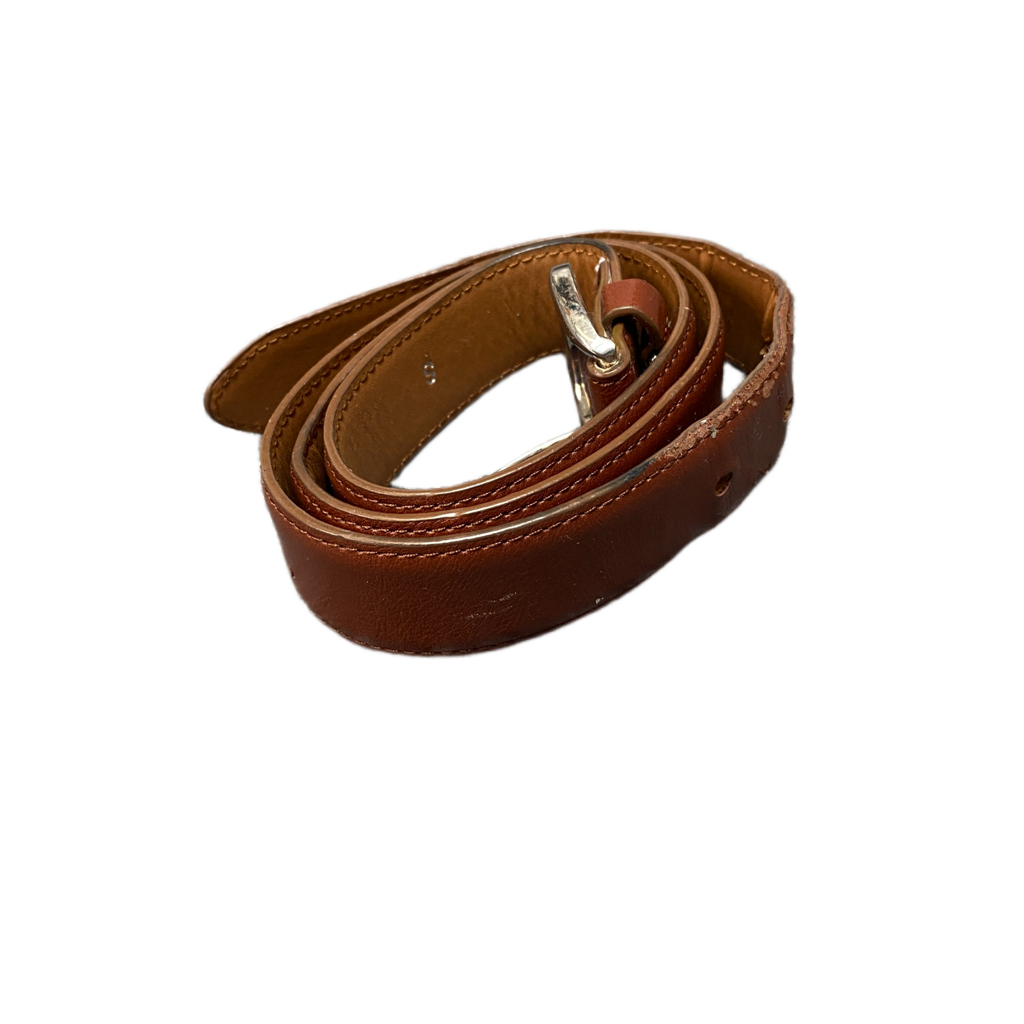 Waist Belt Men Brown Leather Adjustable Classic Silver Pin Buckle 37 inches